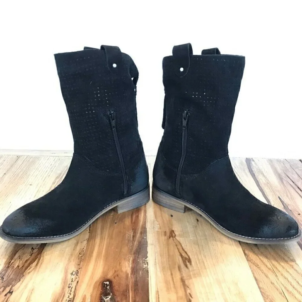 Rebels Ankle Boots Booties Black Suede Studs 6